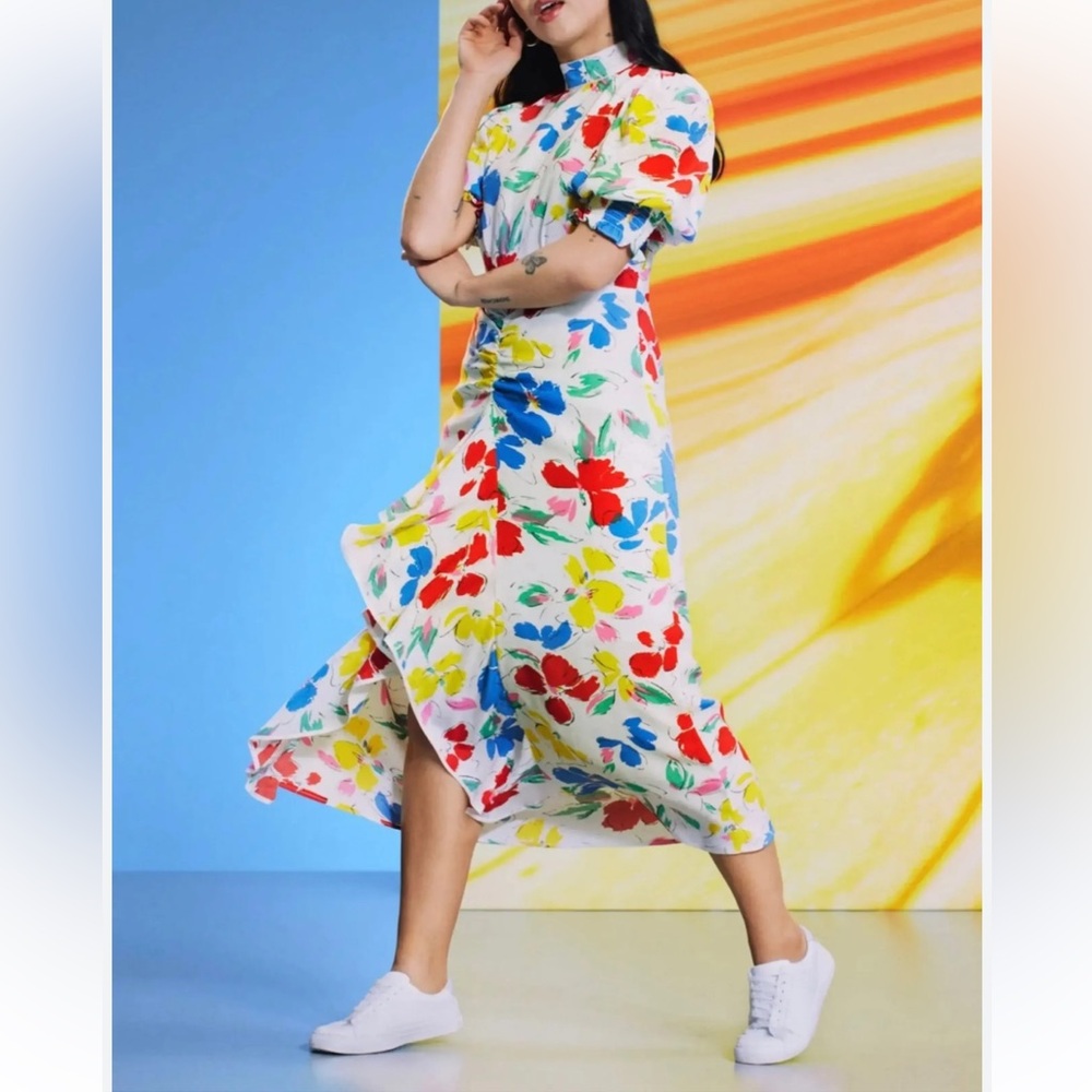 RIXO x Target Mock Neck Floral Ruffle Midi Dress